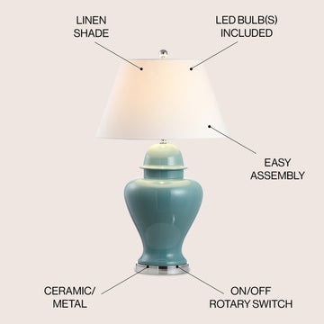 Sagwa 33" Ceramic/Iron Modern Classic LED Table Lamp - JONATHAN Y